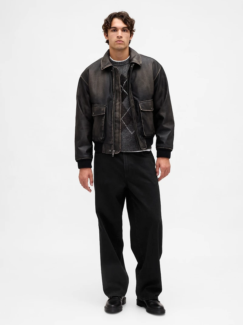 Wool-Blend Relaxed Argyle Sweater