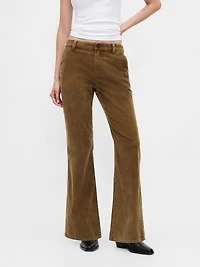 Mid Rise Corduroy Flare Pants