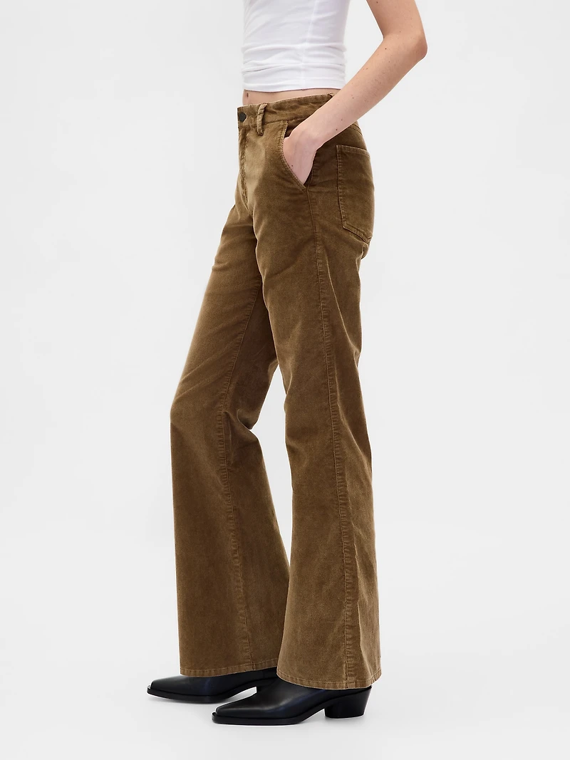 Mid Rise Corduroy Flare Pants