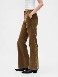 Mid Rise Corduroy Flare Pants