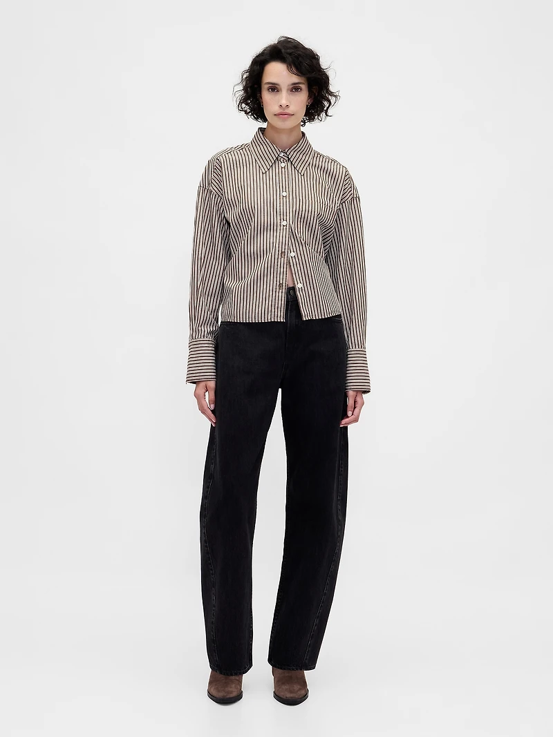 Organic Cotton Straight-Hem Crop Shirt
