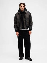 Recycled Vegan Leather Bomber Jacket