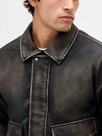 Recycled Vegan Leather Bomber Jacket
