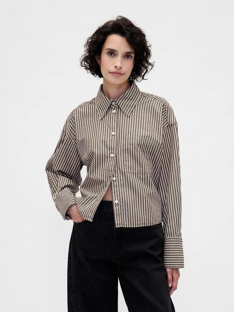 Organic Cotton Straight-Hem Crop Shirt
