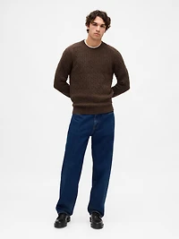 Merino Wool-Blend Cable-Knit Sweater