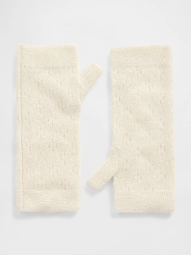 Pointelle Fingerless Mittens