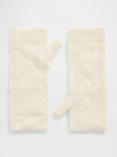 Pointelle Fingerless Mittens