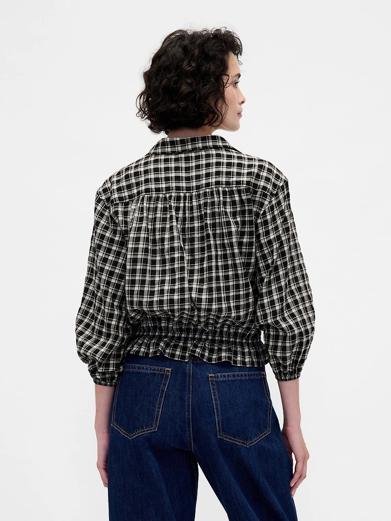 Flannel Tie-Waist Top