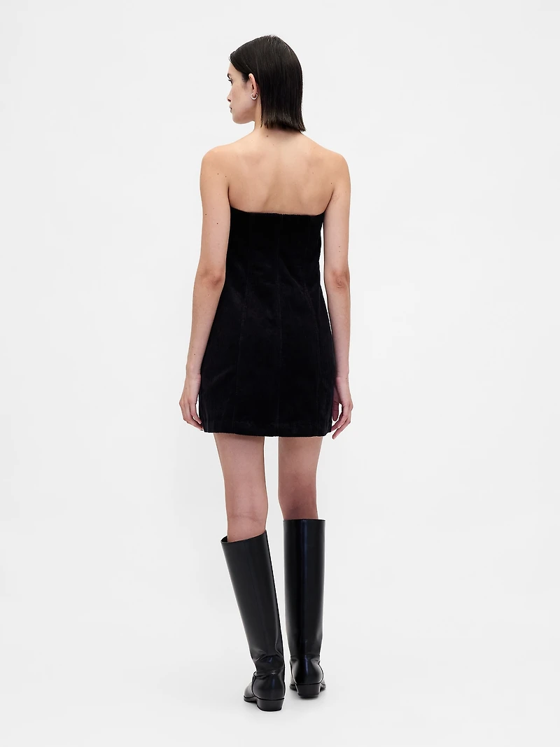 Corduroy Strapless Mini Dress