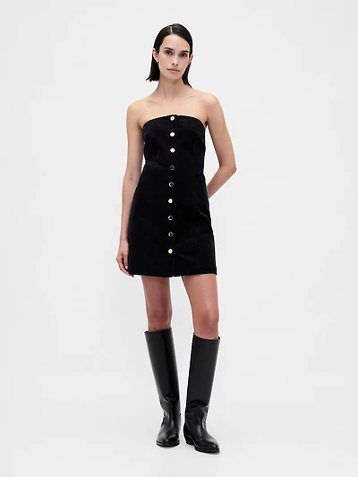 Corduroy Strapless Mini Dress