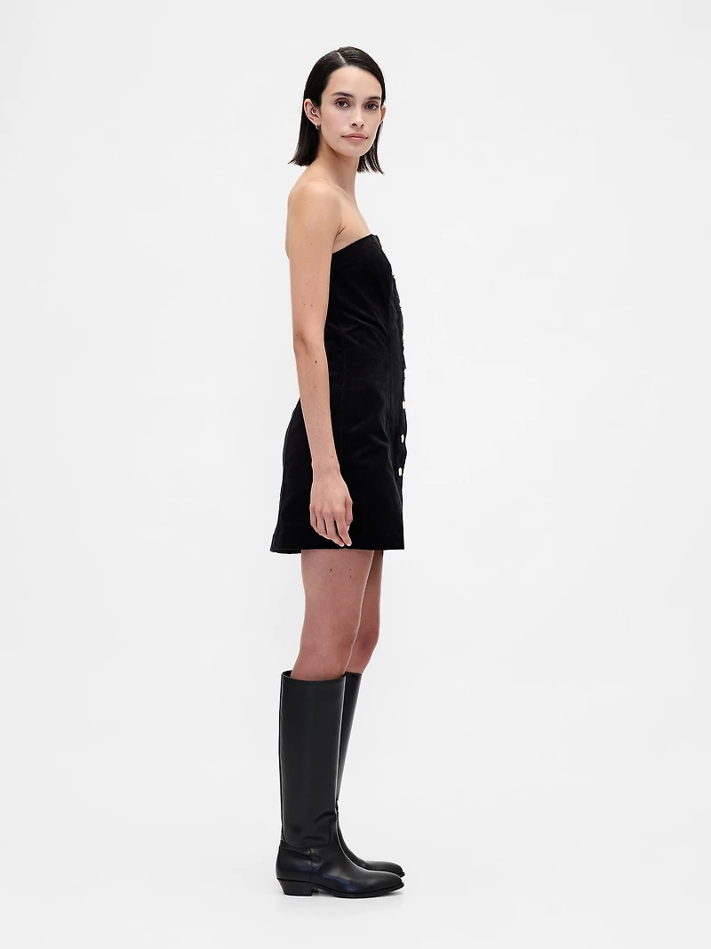 Corduroy Strapless Mini Dress
