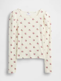 Kids Rib Puff-Sleeve Top
