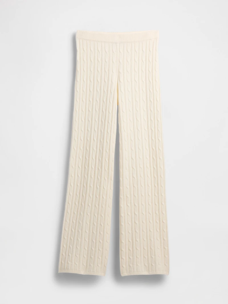 CashSoft Cable-Knit Sweater Pants