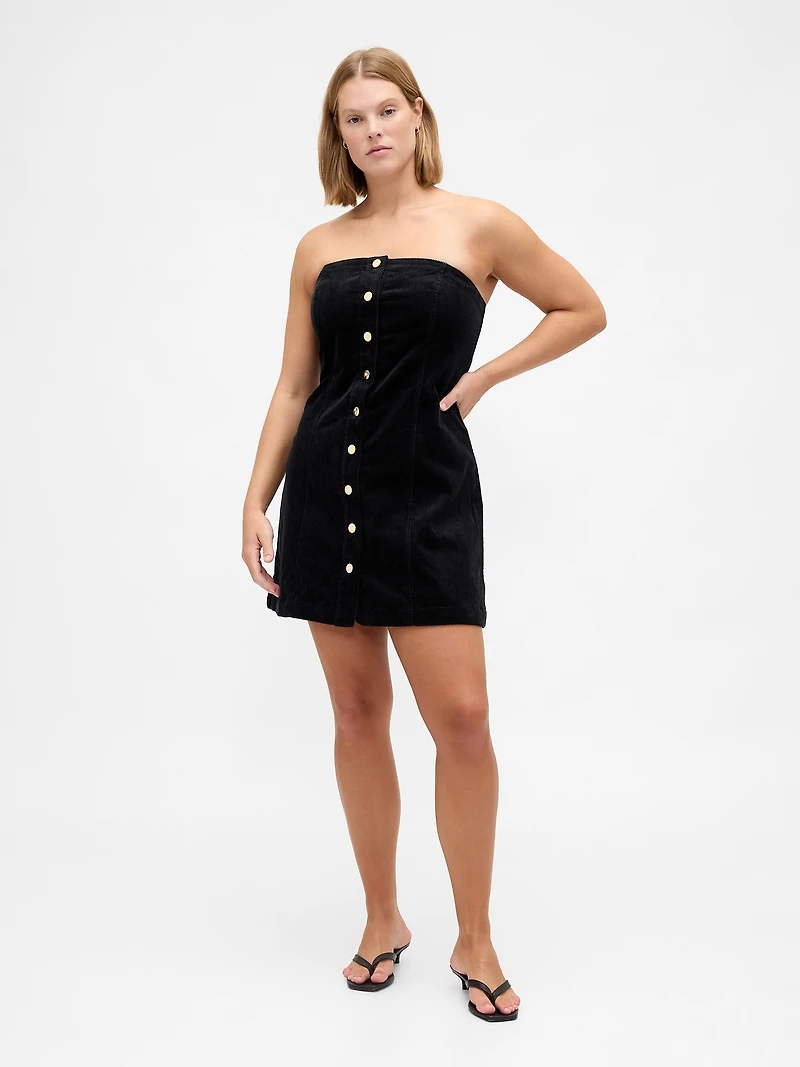Corduroy Strapless Mini Dress