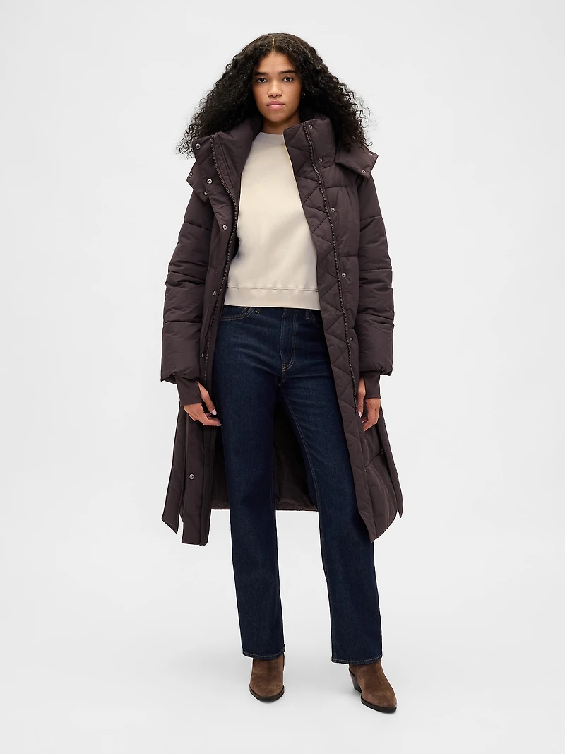 Belted Long Puffer Coat