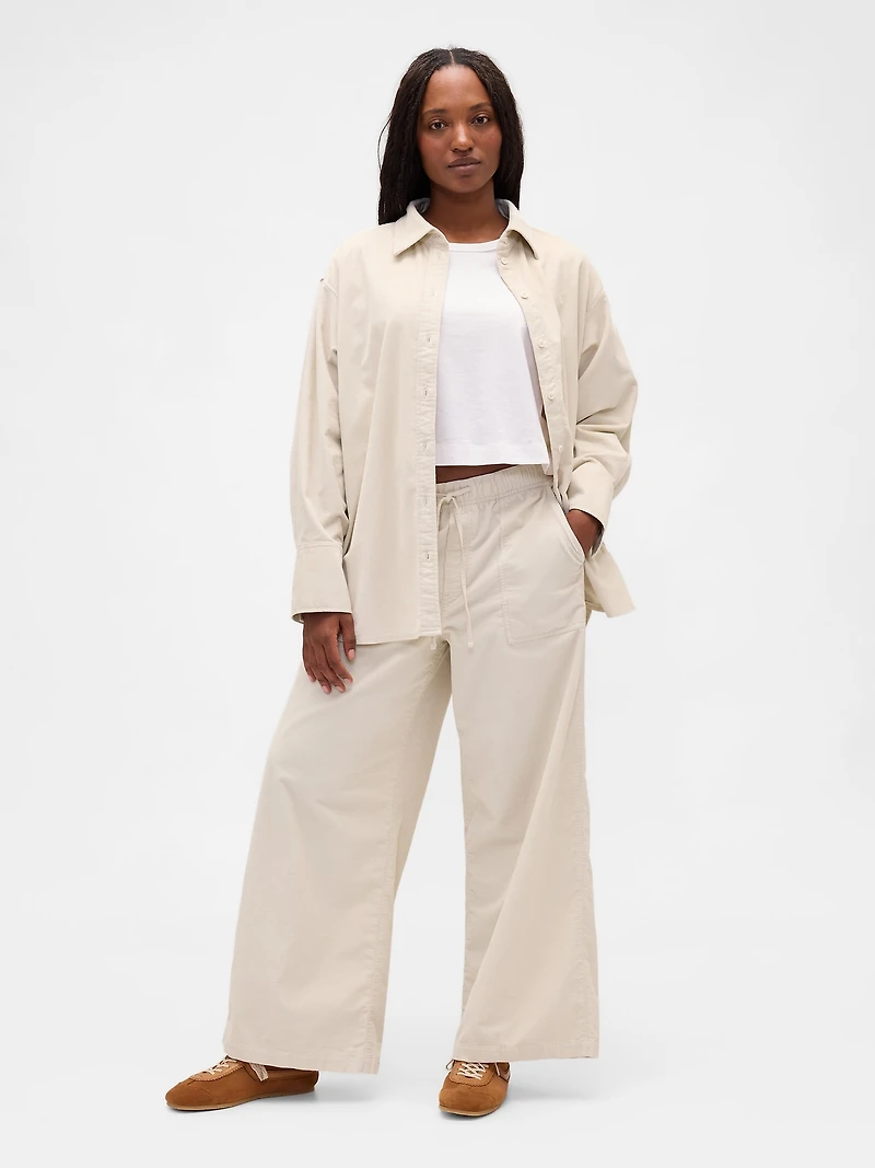 Mid Rise Corduroy Baggy Pants