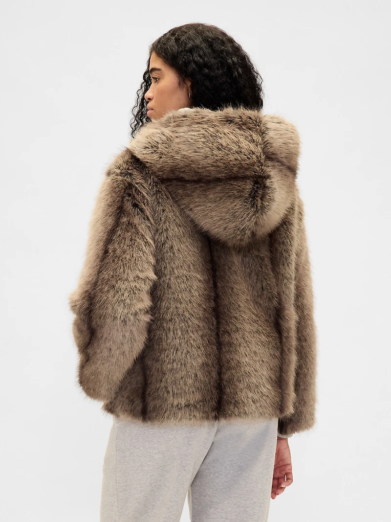 Faux Fur Relaxed Zip Hoodie