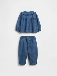 Baby Floral Denim Outfit Set