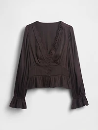 Eyelet V-Neck Peplum Top