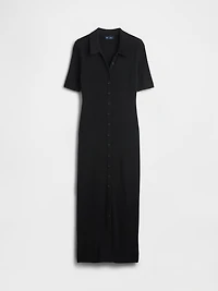 CashSoft Rib Collared Midi Cardigan Dress