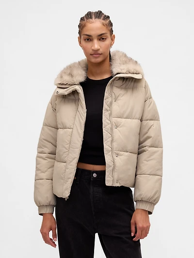 Fur-Trim Puffer Jacket