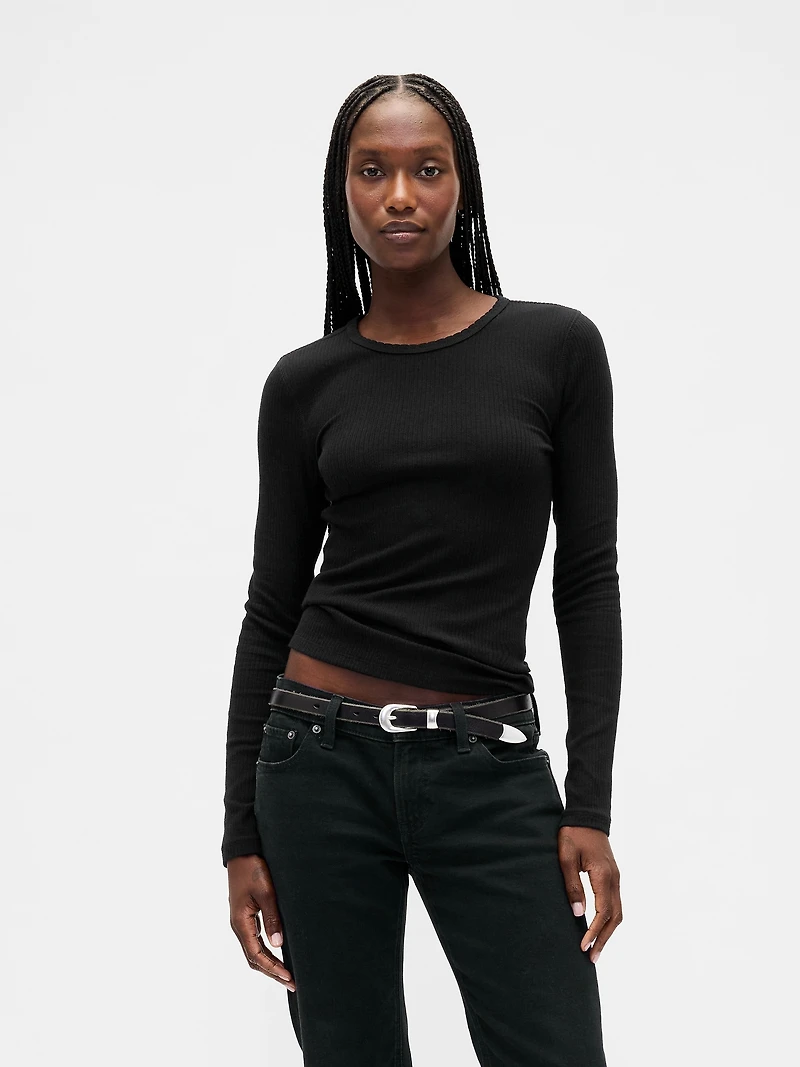 Pointelle Rib T-Shirt