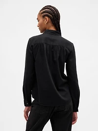 Denim Tie-Neck Shirt