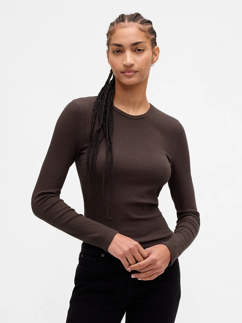 Pointelle Rib T-Shirt