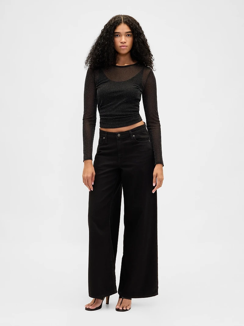 Sheer Metallic Mesh Top