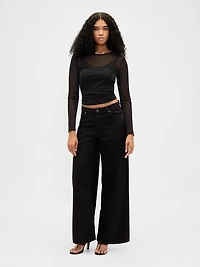 Sheer Metallic Mesh Top