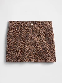 Leopard Denim Mini Skirt