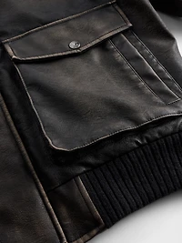 Recycled Vegan Leather Bomber Jacket