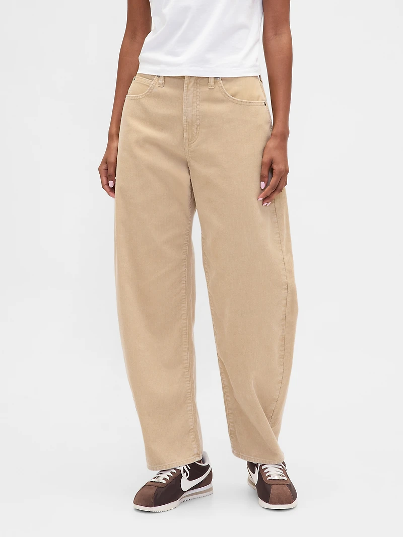 High Rise Corduroy Barrel Pants