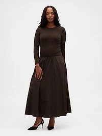 Mixed Media Drop-Waist Maxi Dress
