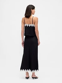 Lace-Trim Maxi Skirt