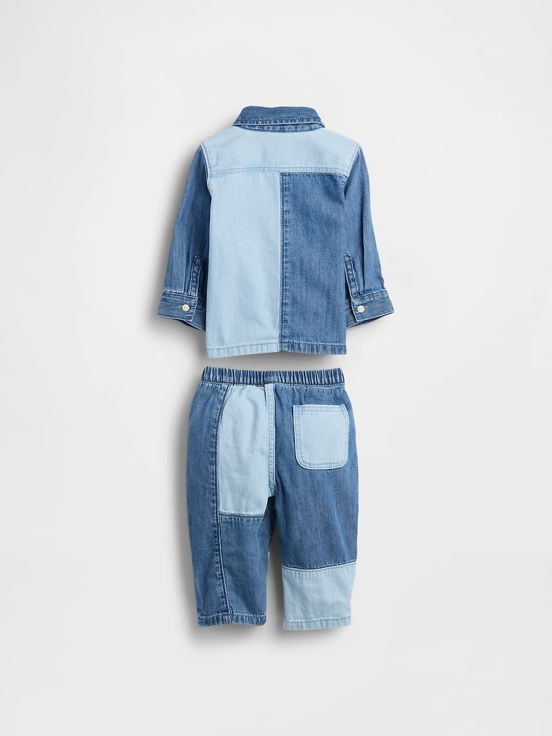 Baby Two-Tone Denim Outfit Set