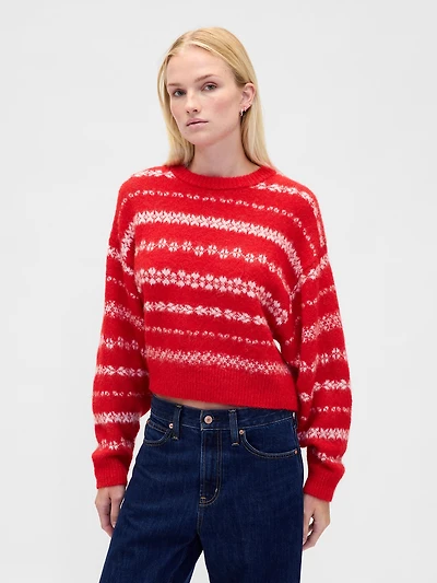 Fuzzy Oversized Crewneck Sweater