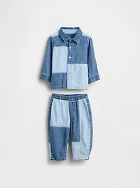 Baby Two-Tone Denim Outfit Set