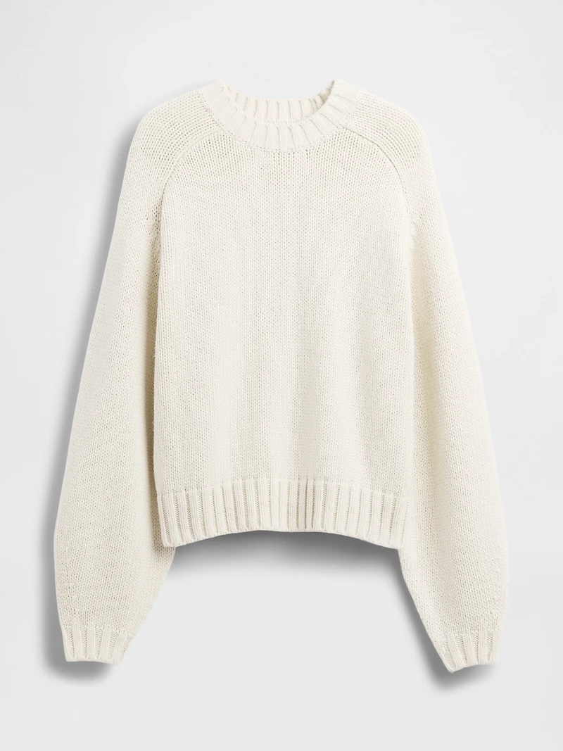Relaxed Saddle-Sleeve Crewneck Sweater