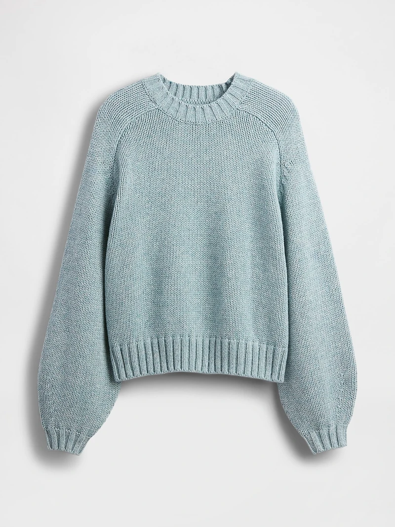 Cotton-Blend Relaxed Crewneck Sweater