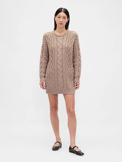 Cable-Knit Mini Sweater Dress