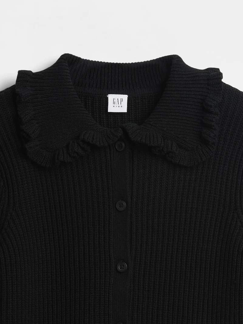 Kids Ruffle Collar Cardigan