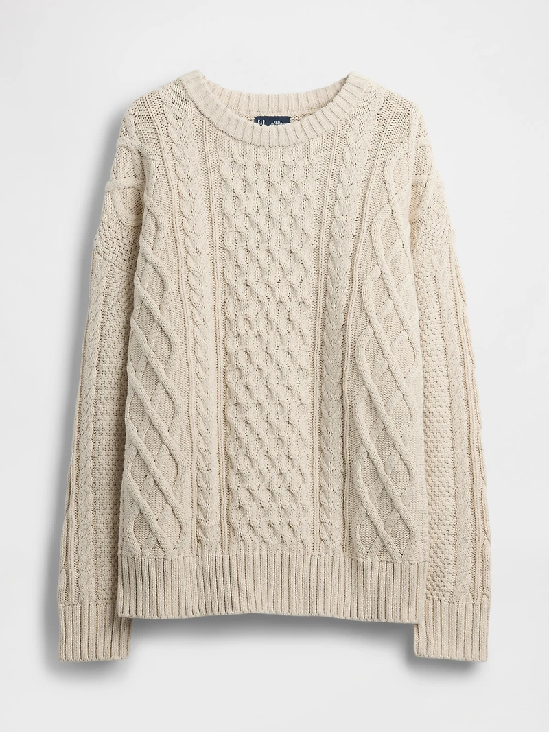 100% Cotton Oversized Cable-Knit Sweater
