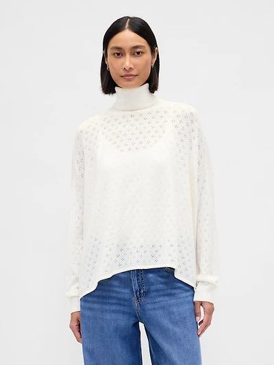 Oversized Pointelle Turtleneck