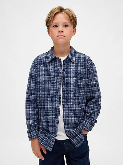 Kids Cozy Plaid Button-Front Shirt