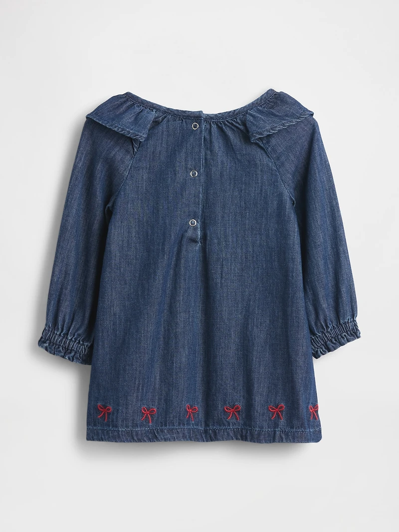 Baby Denim Ruffle Collar Dress