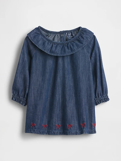 Baby Denim Ruffle Collar Dress