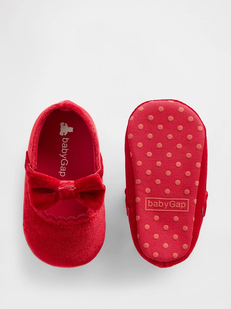 Baby Velvet Bow Mary Jane Flats