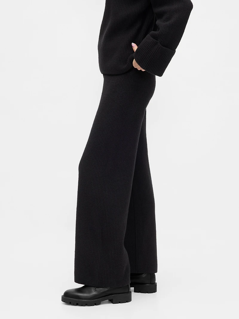 CashSoft Shaker-Stitch Sweater Pants