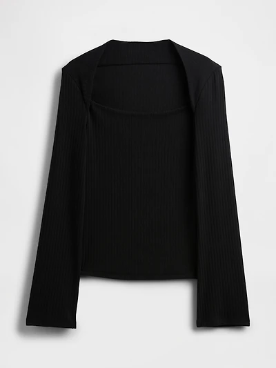 Modern Rib Envelope-Neck Top